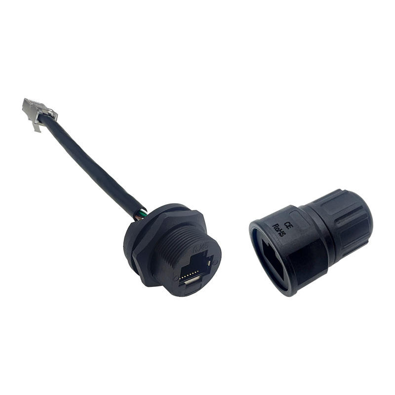 Ethernet Rj45 Connector Waterproof Rj45 Network Connector CAT5e CAT6a Female Panel Mount Sockets