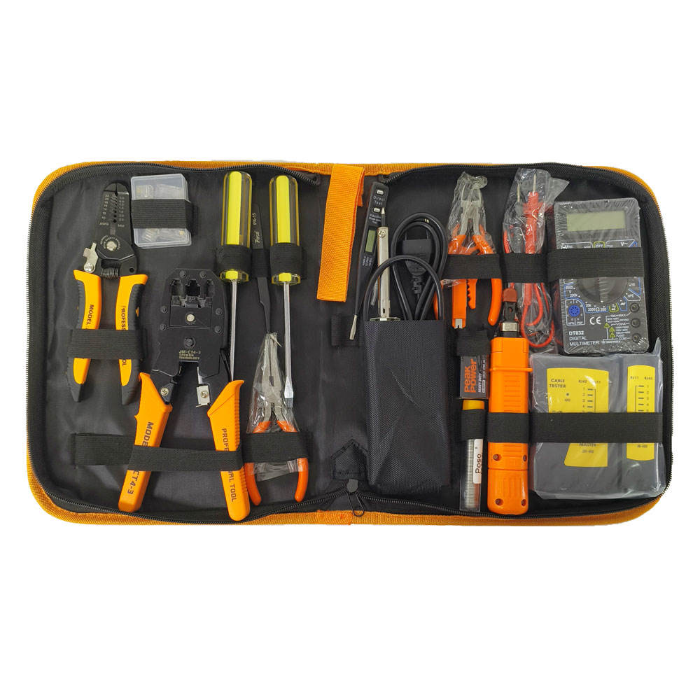 11 in 1 Hardware Tool Set Including Cable Tester Wire Crimper Cat6 Cat5e RJ45 Crimp Network Tool