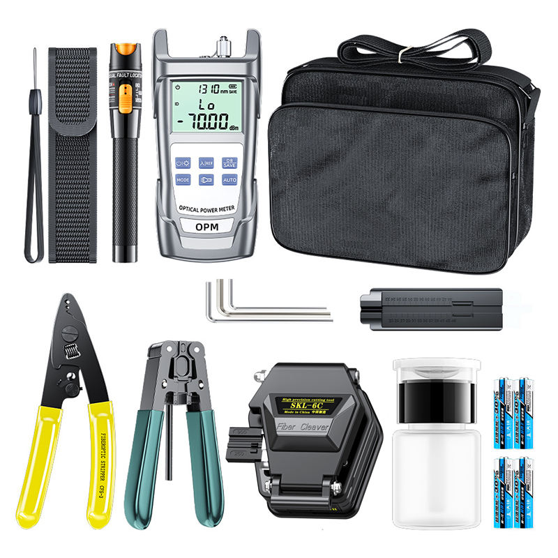 FTTH Fiber Optic Tool Kit with Optical Power Meter Visual Fault Locator Cleaver Miller Pliers FTTH Fiber Optic Tool Kit with Optical Power Meter Visual Fault Locator Cleaver Miller Pliers