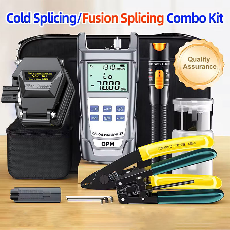 FTTH Fiber Optic Tool Kit with Optical Power Meter Visual Fault Locator Cleaver Miller Pliers FTTH Fiber Optic Tool Kit with Optical Power Meter Visual Fault Locator Cleaver Miller Pliers