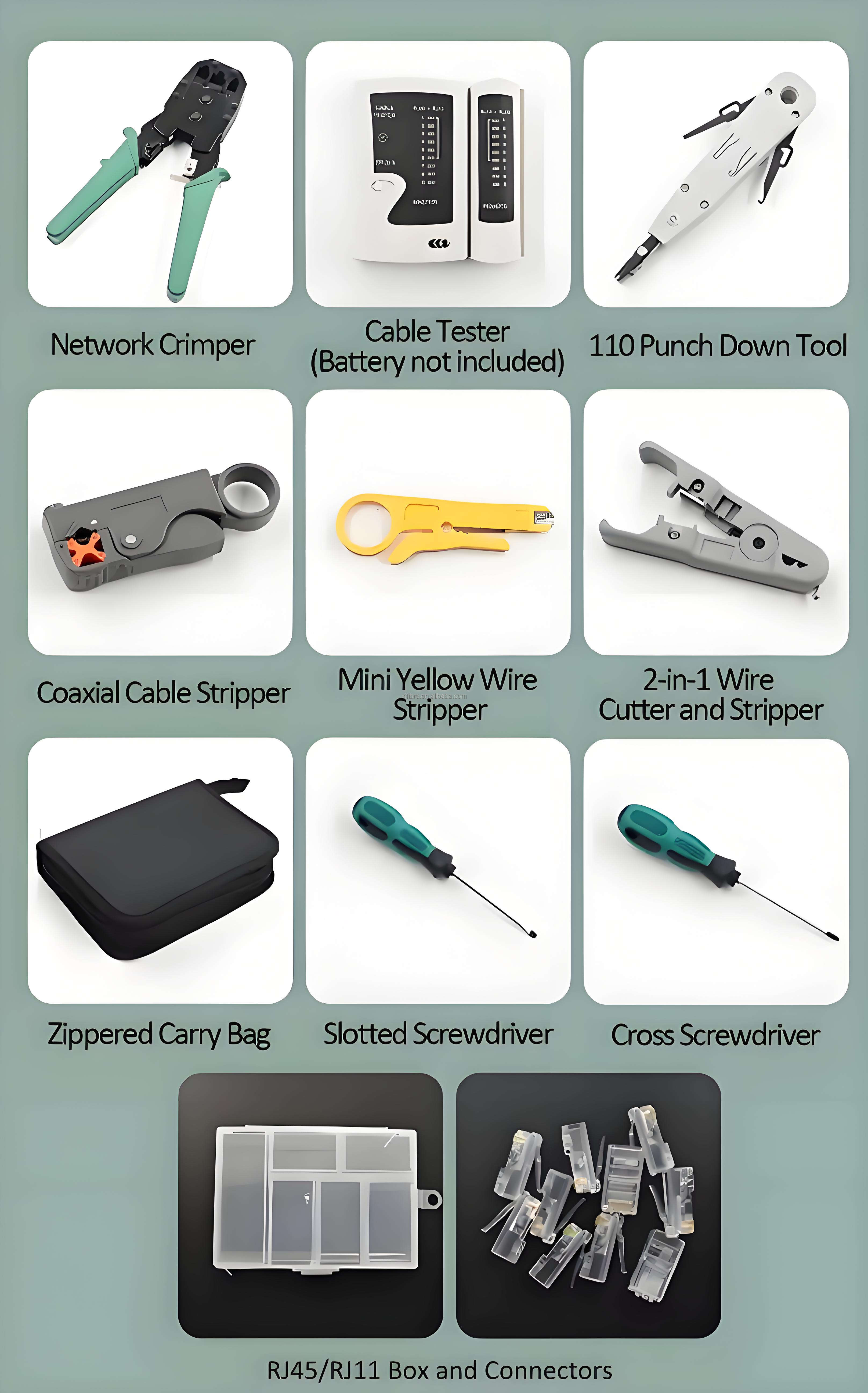 Network Tel Tool Kit Crimping Tool Wire Cutter Cable Stripper Punch Knife Network Tel Tool Kit Crimping Tool Wire Cutter Cable Stripper Punch Knife